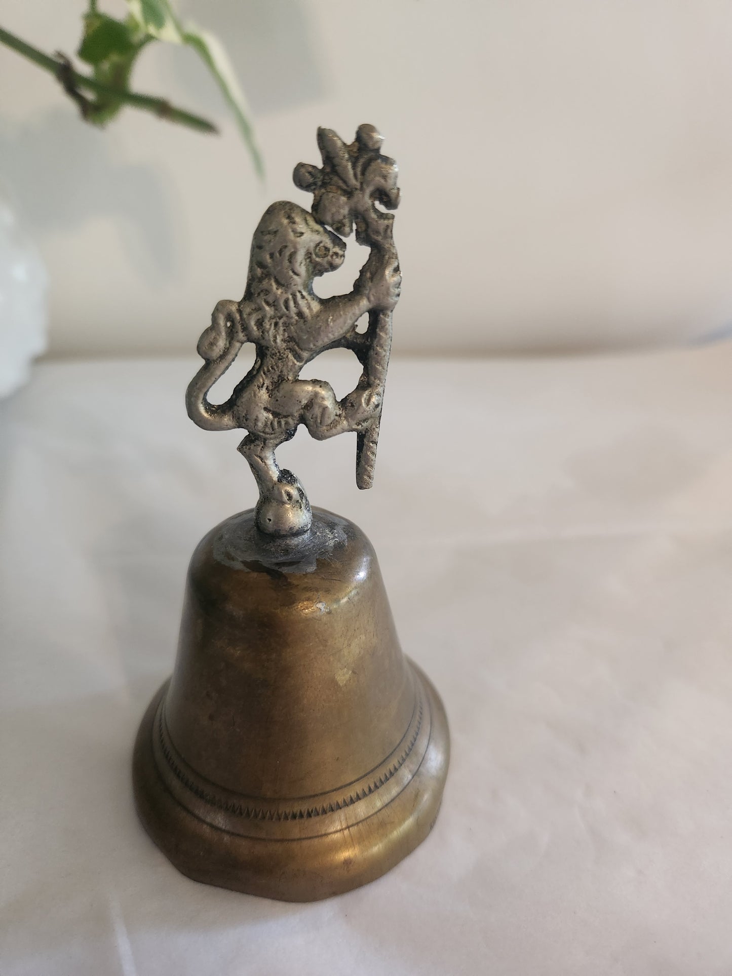 Brass Bell with Lion Figure