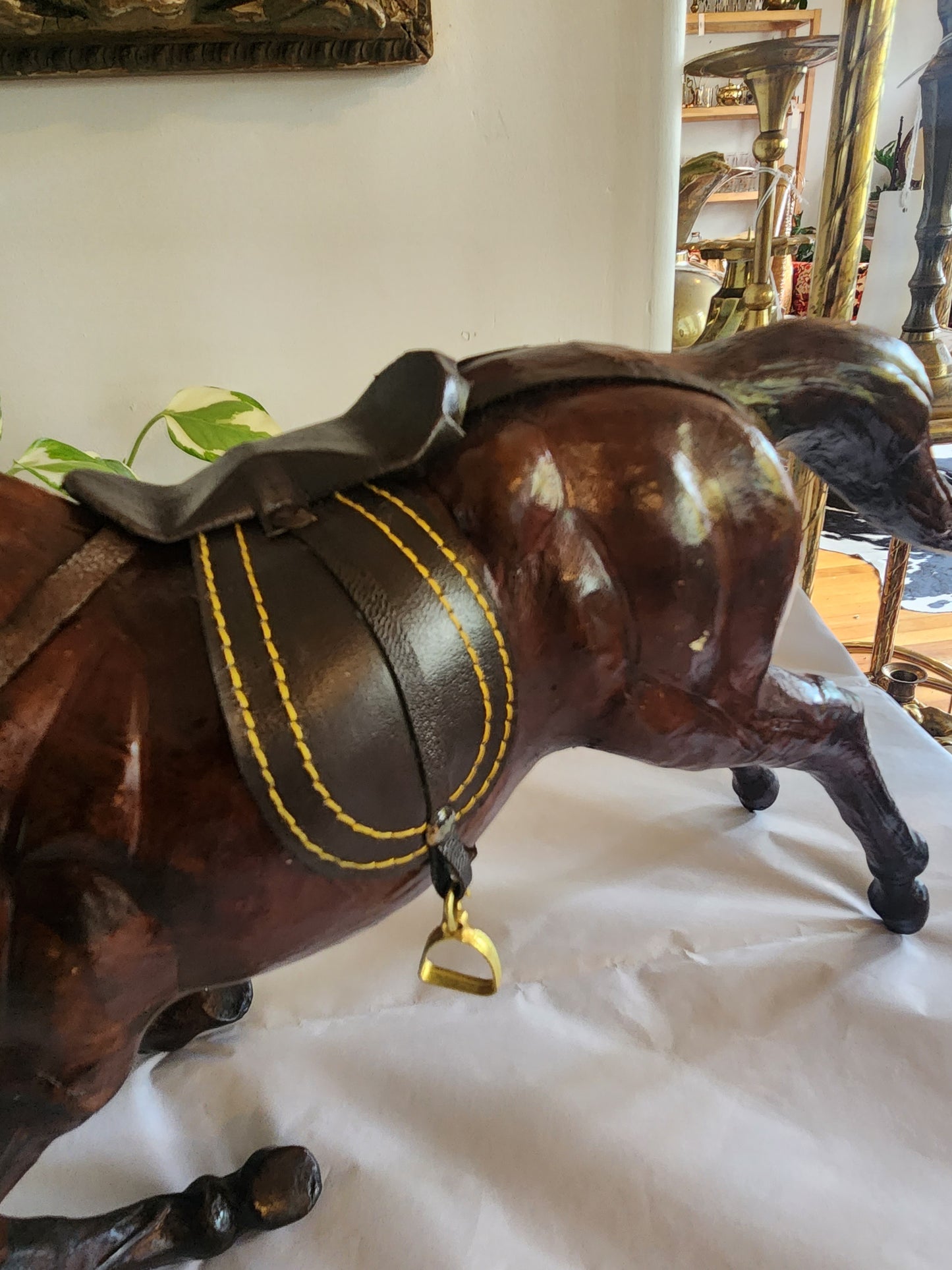 Vintage Leather Horse Statue