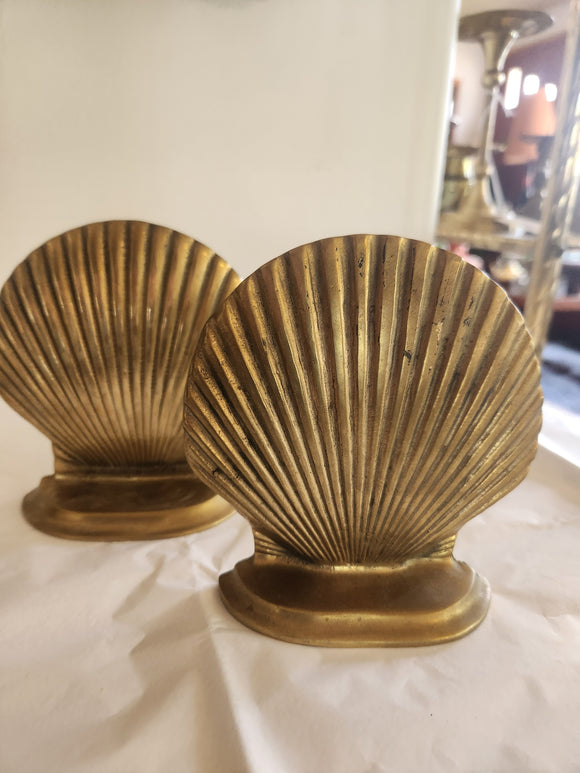 Brass Clam Shell Bookends