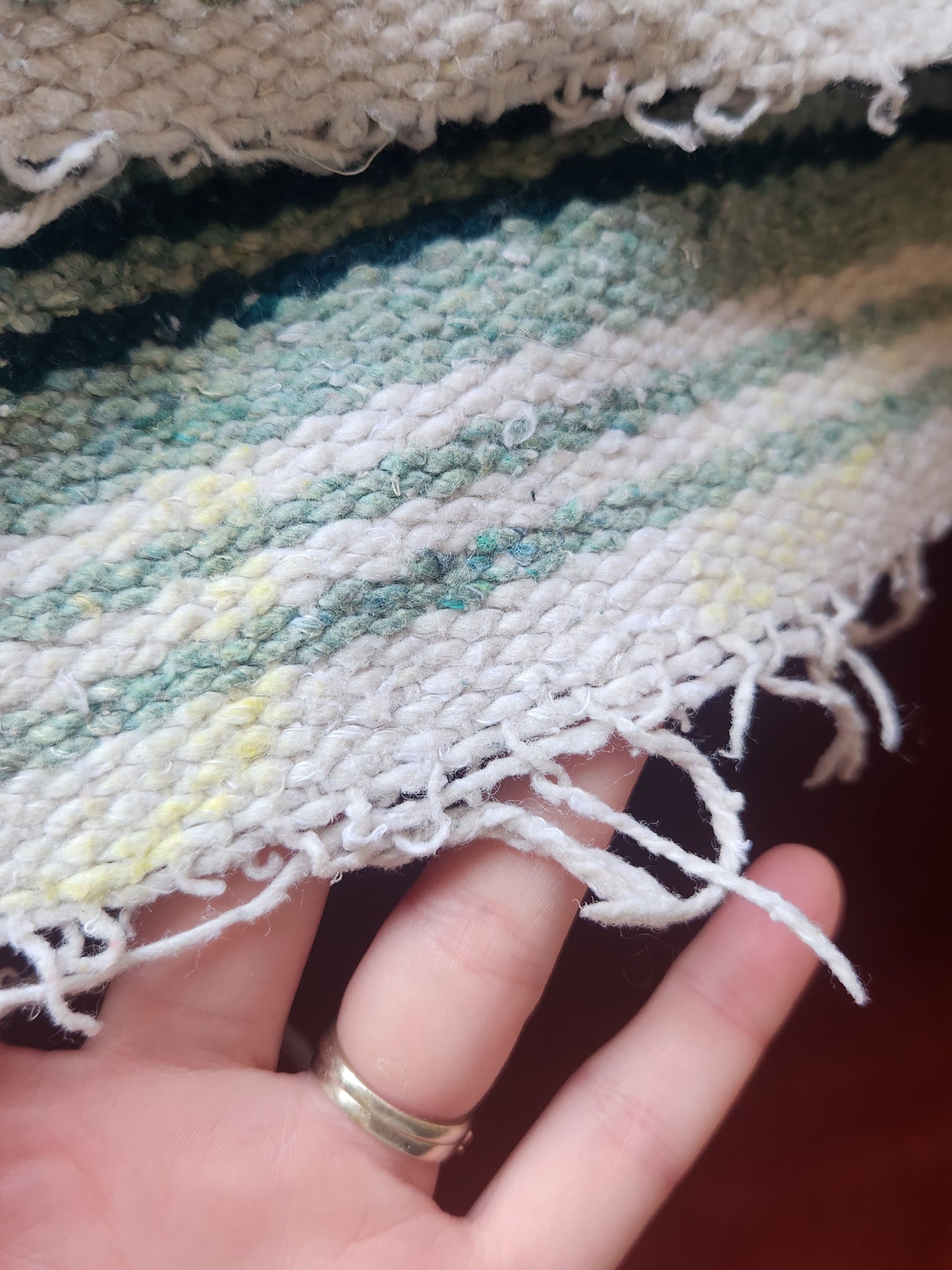 Green and White Mexican Blanket