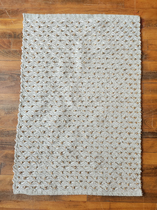 Pier 1 Imports Mint and Gold Throw Rug