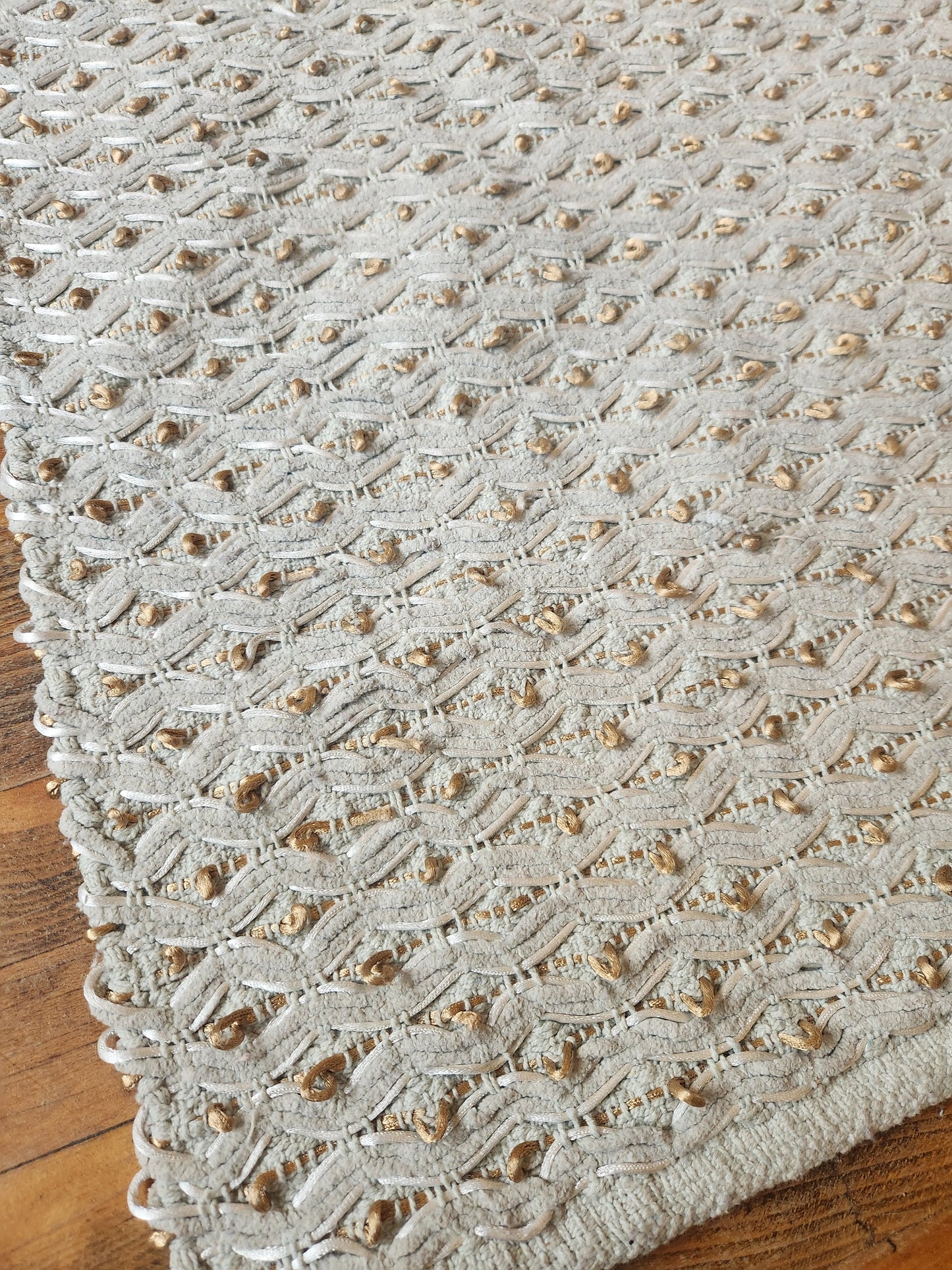 Pier 1 Imports Mint and Gold Throw Rug