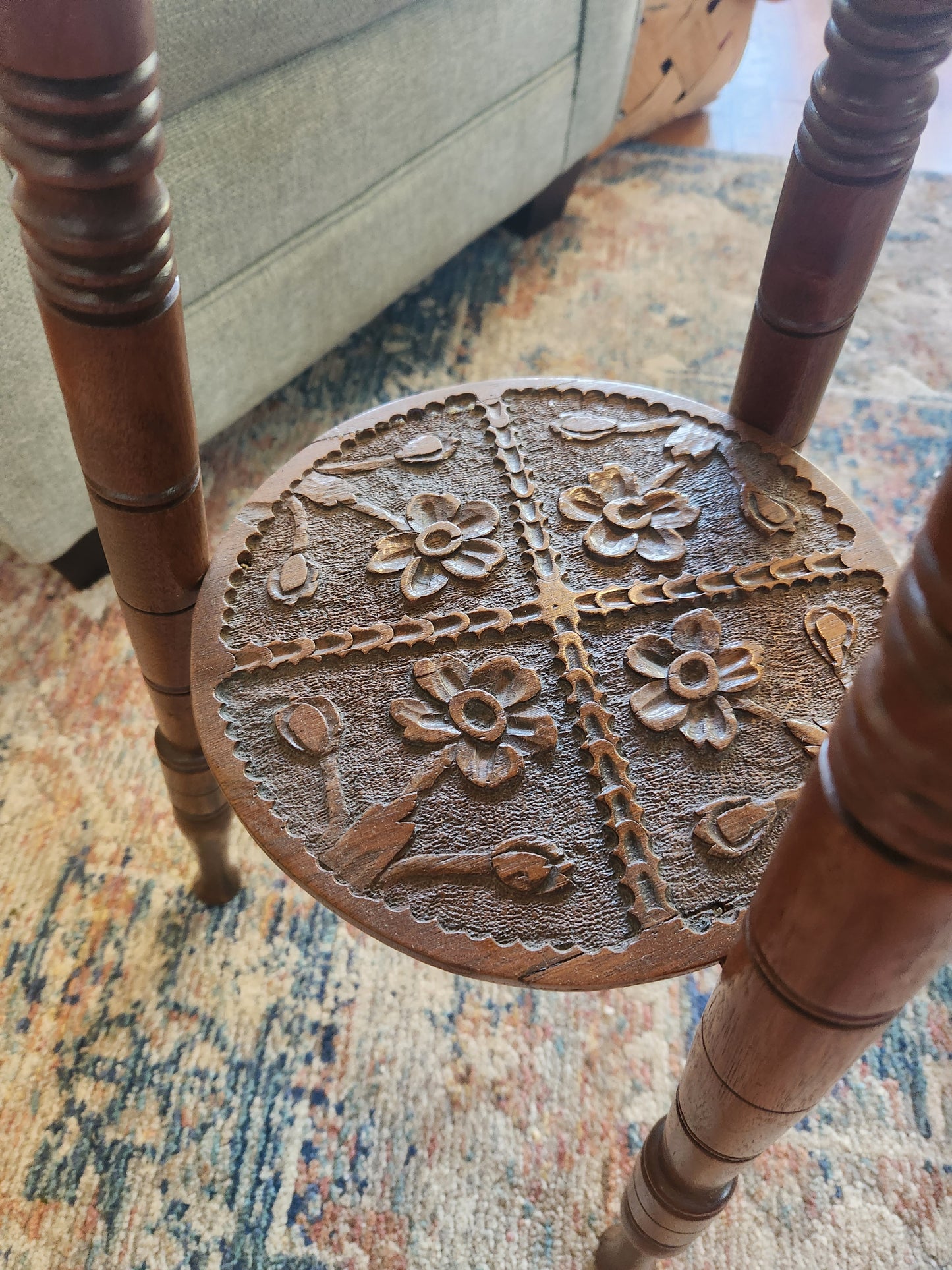 Ornate Carved Side Table/Plant Stand