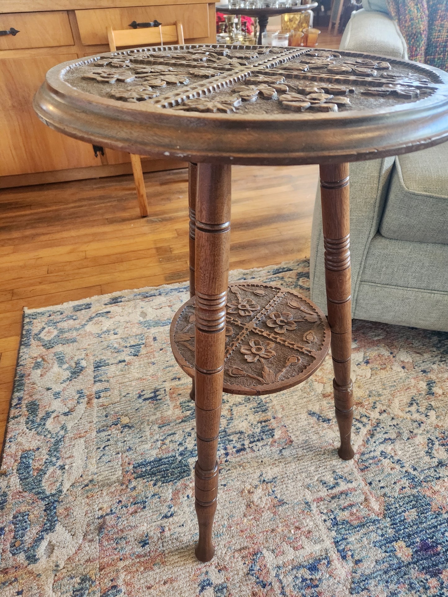 Ornate Carved Side Table/Plant Stand