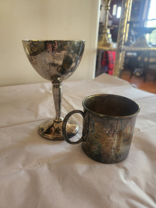 Silverplated Mug and Wine Goblet (set)