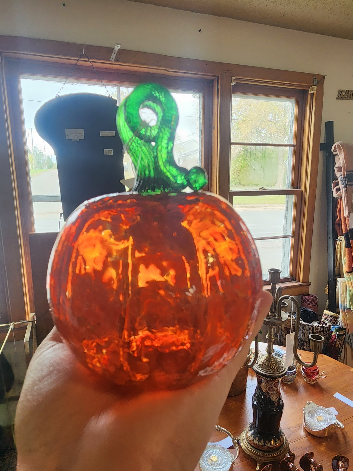 Hand Blown Art Glass Pumpkin