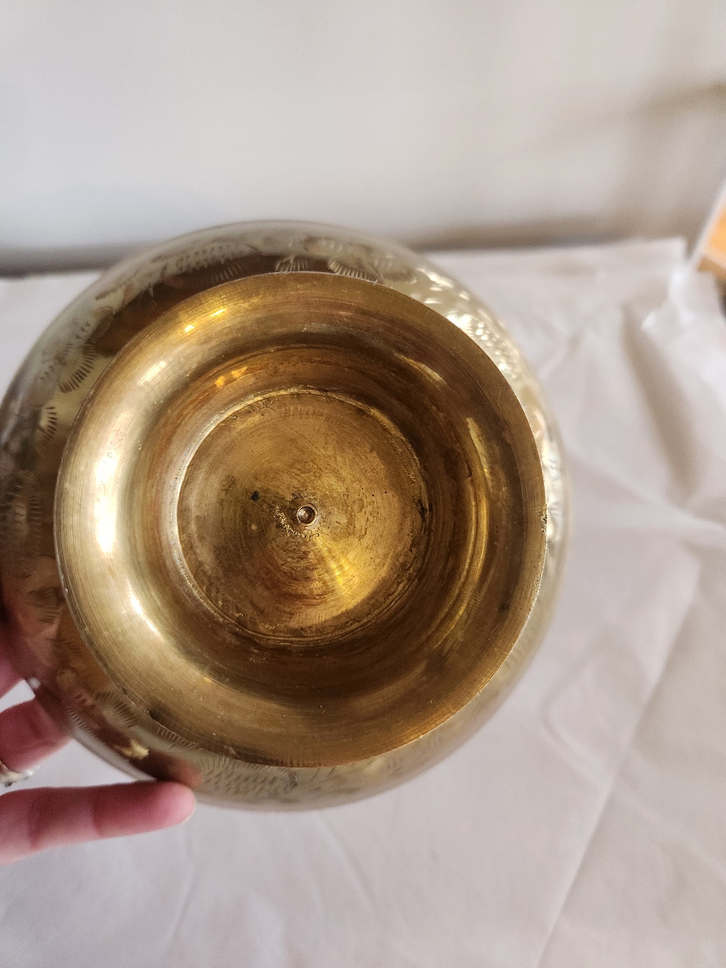 Etched Brass Pedestal Bowl