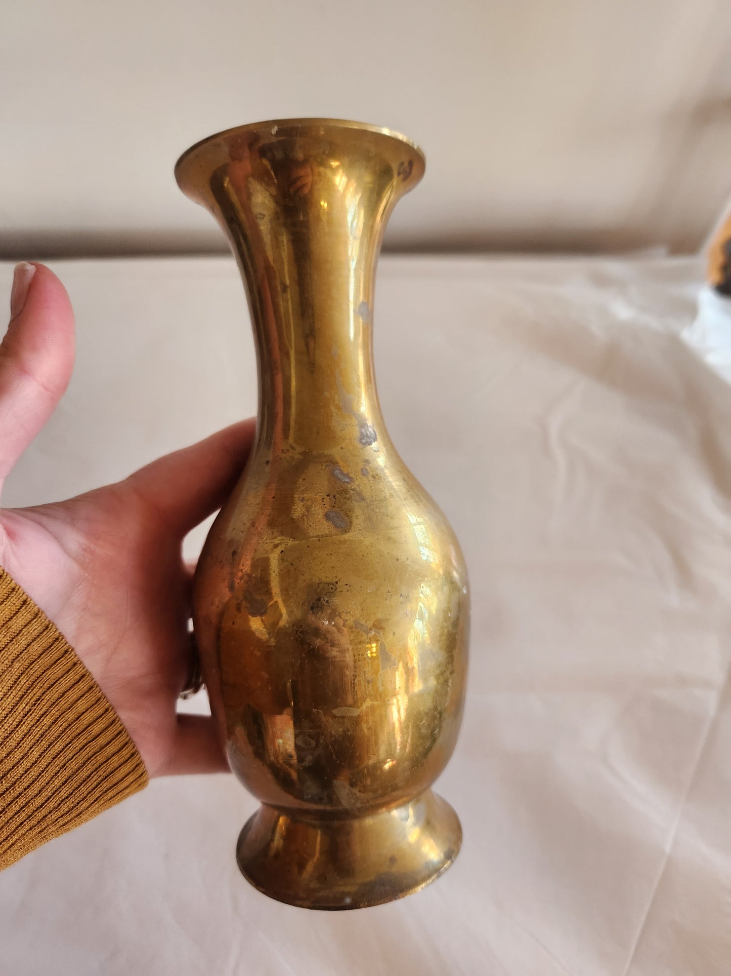 Solid Brass Vase with Fluted