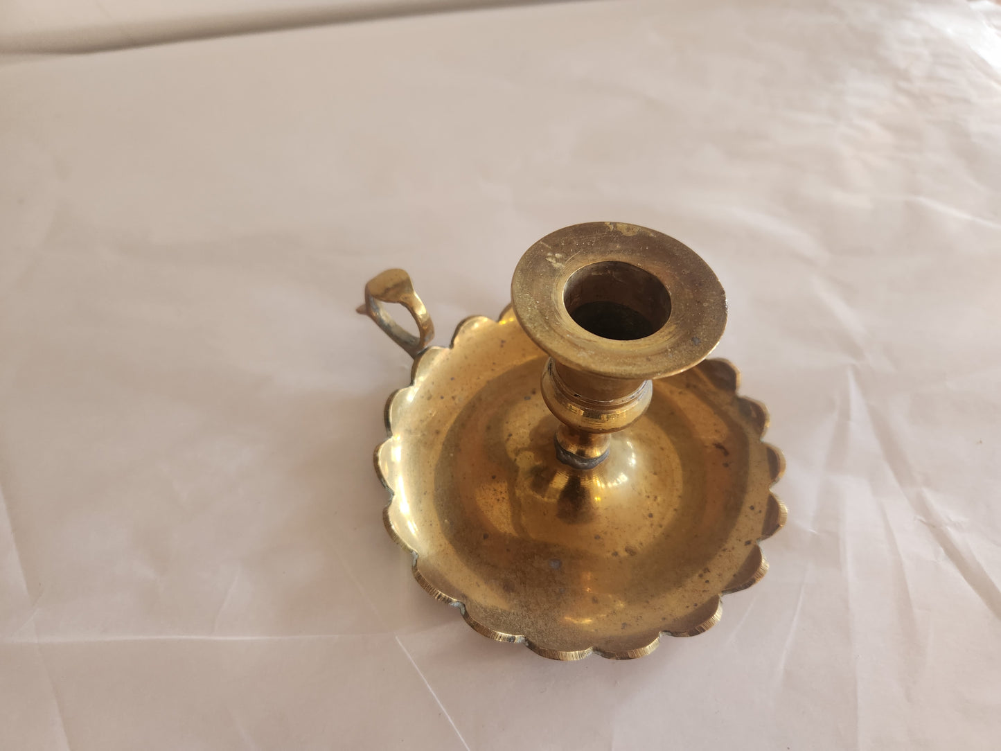 Scalloped Edge Brass Candle Holder