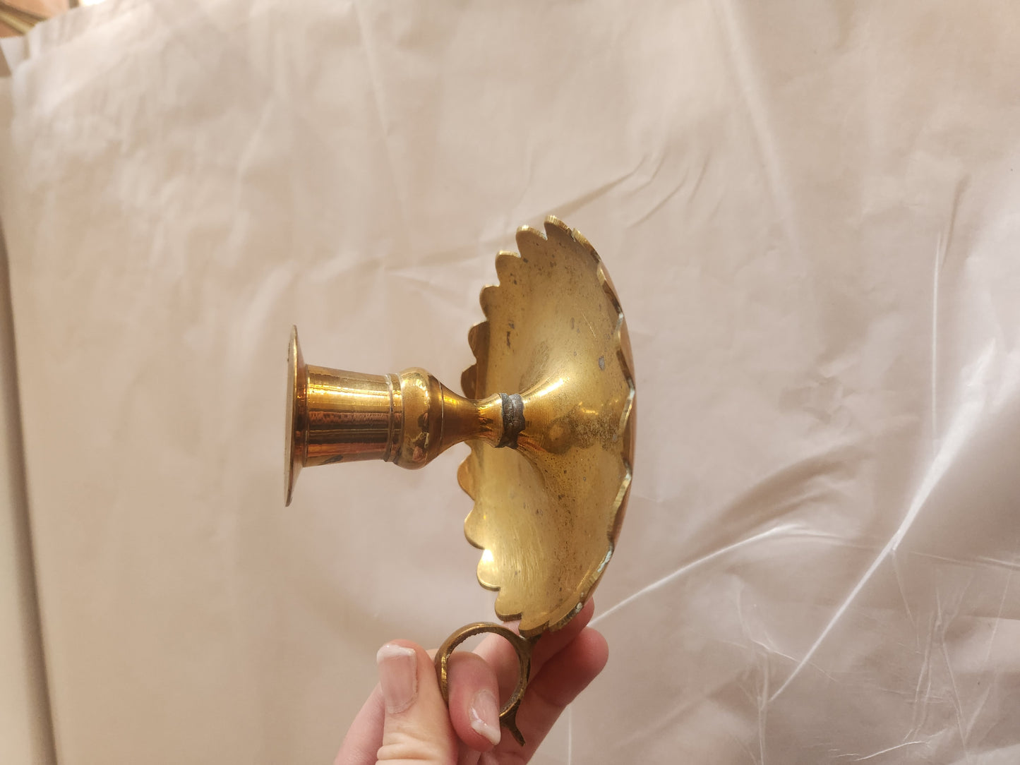 Scalloped Edge Brass Candle Holder