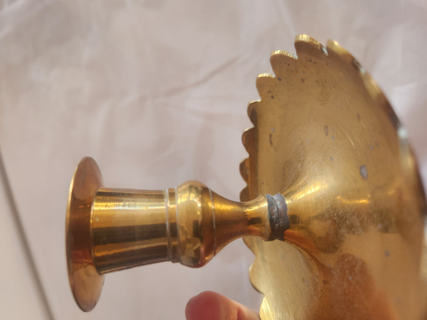 Scalloped Edge Brass Candle Holder
