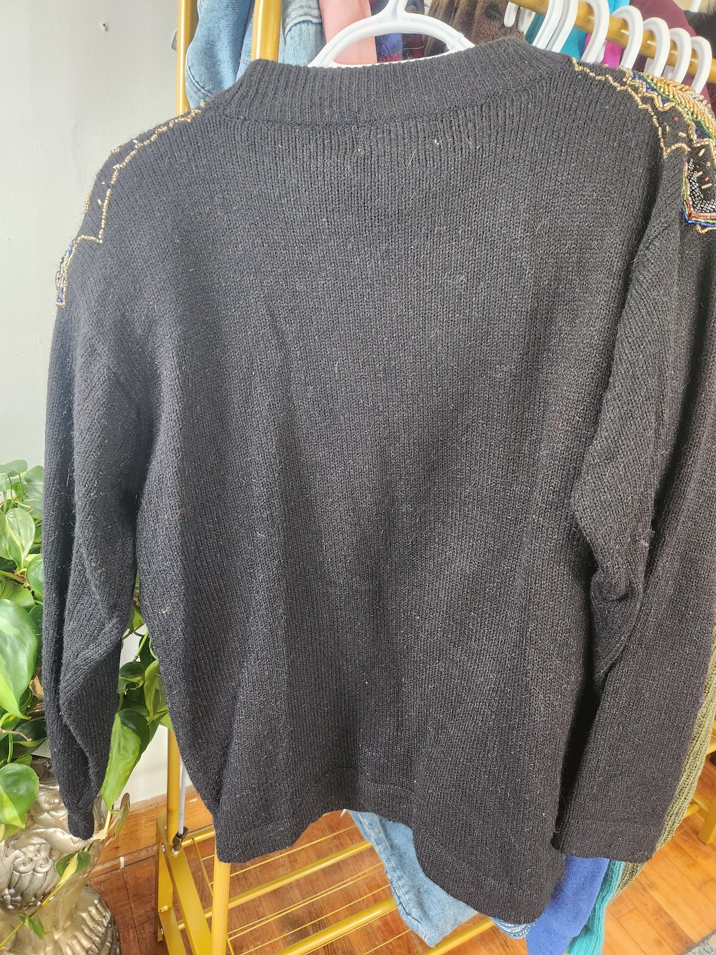 80s Beaded Acrylic Sweater (M)