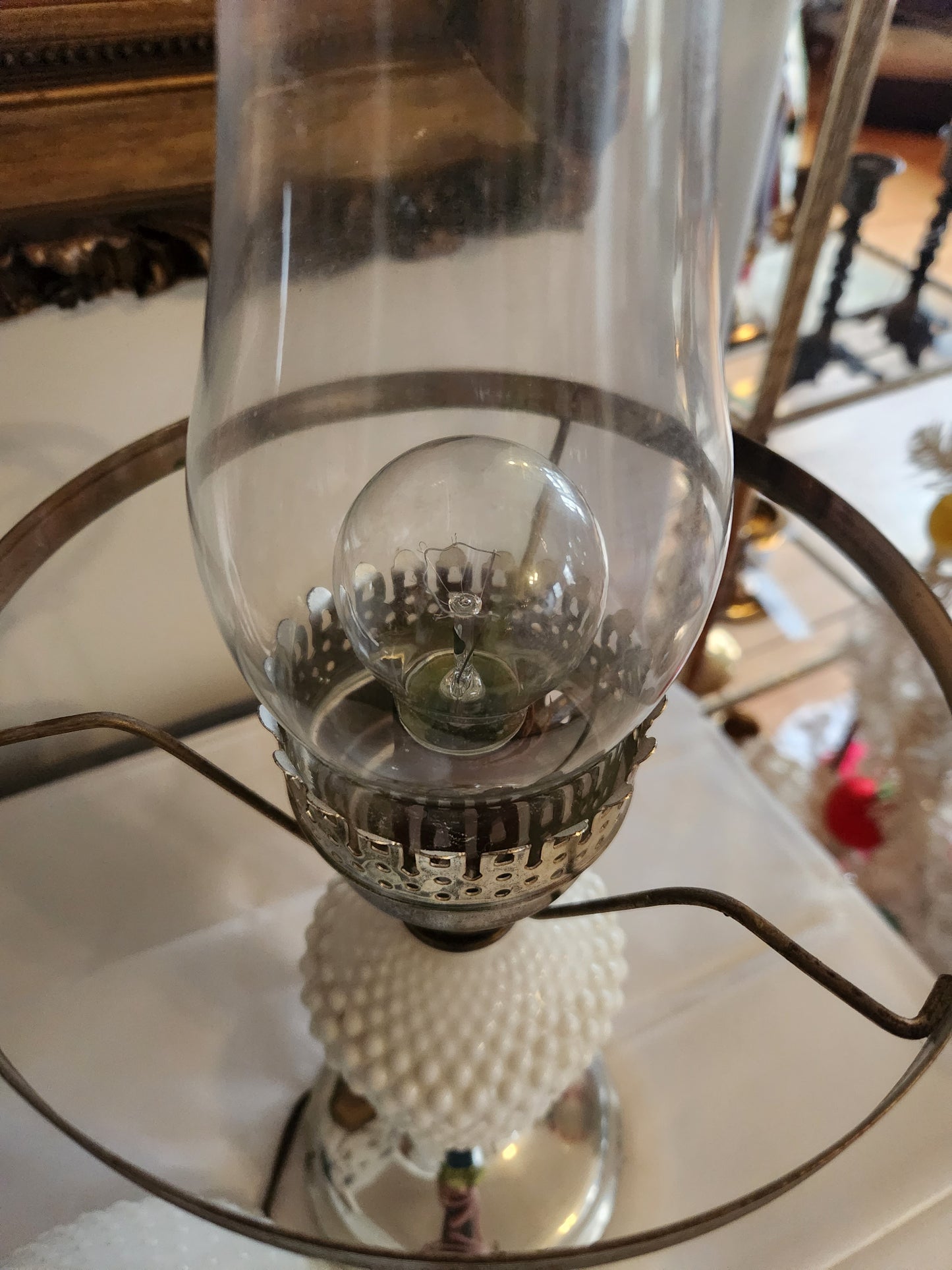 Milk Glass Lantern Lamp