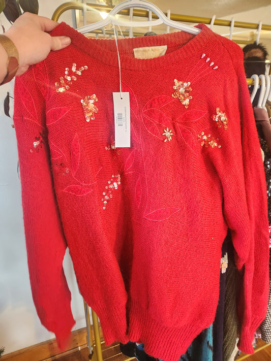 Embellished Red Sweater (L)