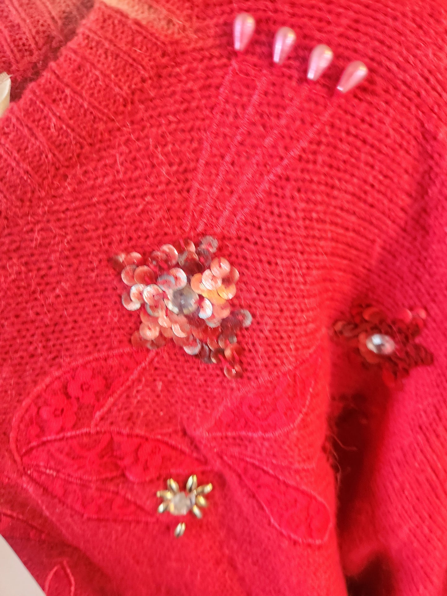 Embellished Red Sweater (L)