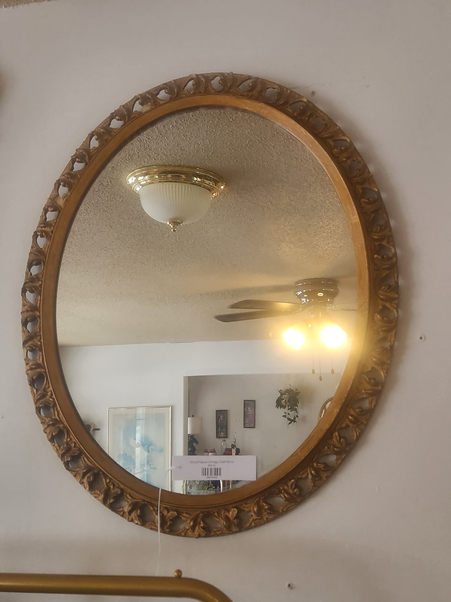 Wood/Plaster Vintage Gold Mirror