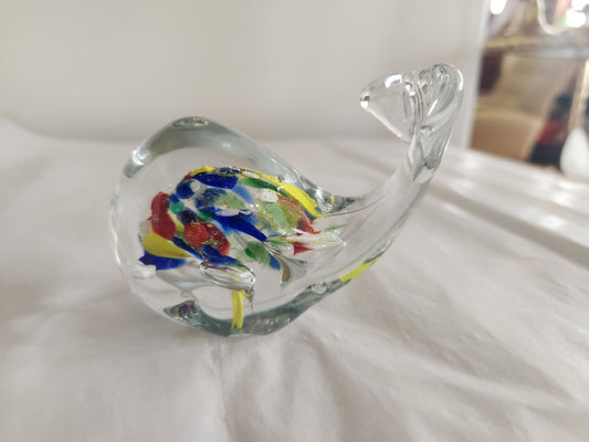 Art Glass Whale Paperweight