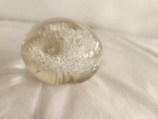 White Swirl Art Glass Paperweight