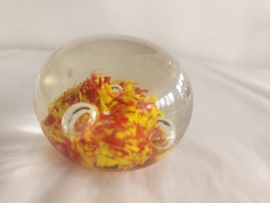 Red and Yellow Art Glass Paperweight