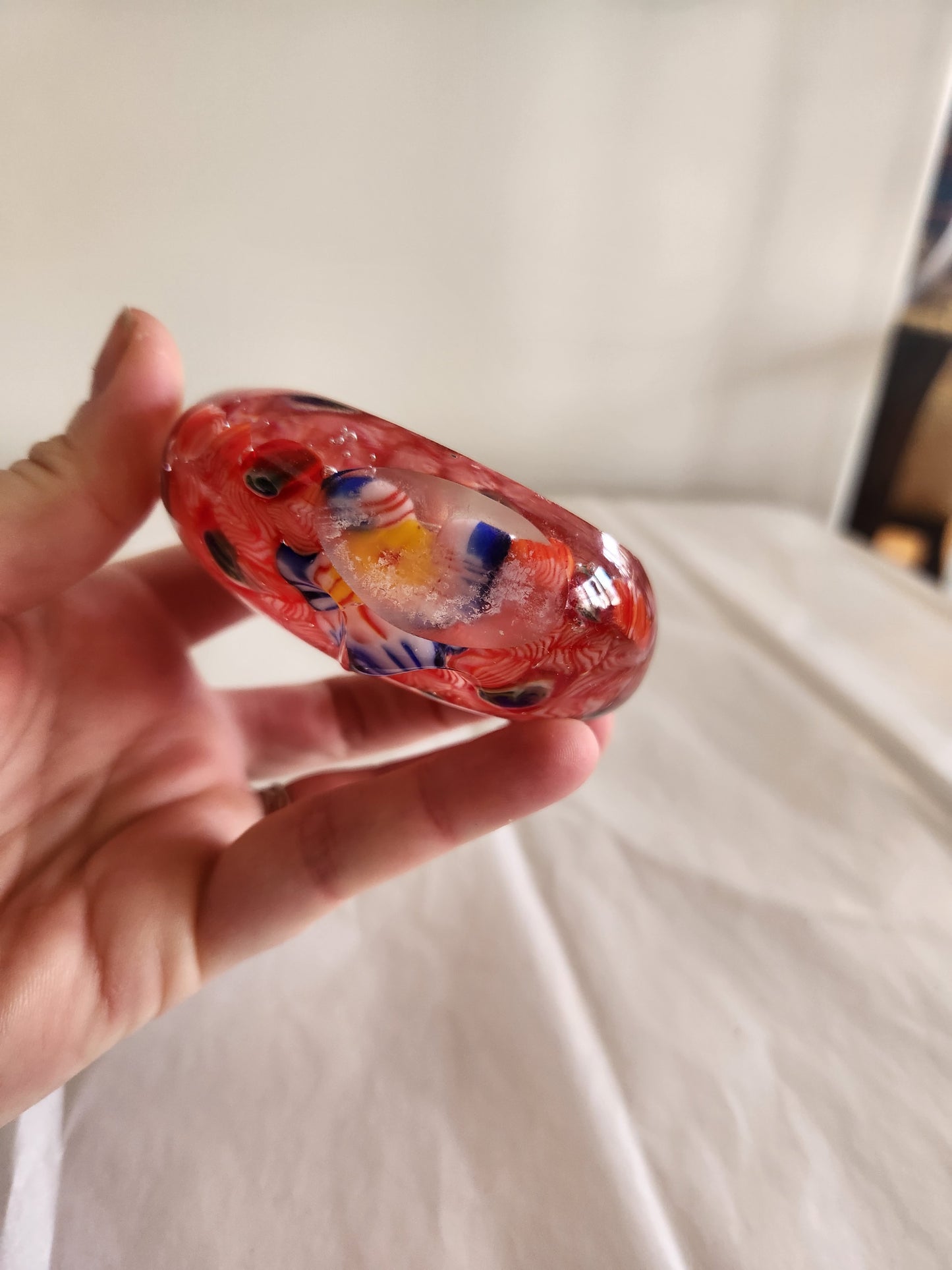 Art Glass Red Peacock