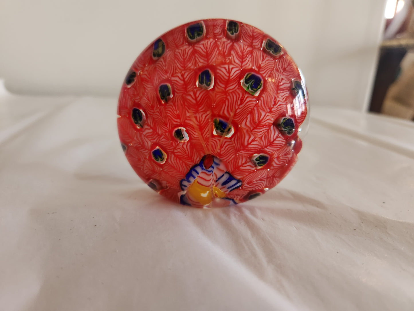 Art Glass Red Peacock