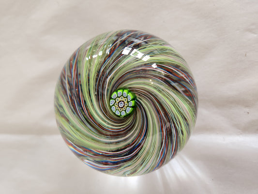 Purple/Green Swirl Art Glass Paperweight