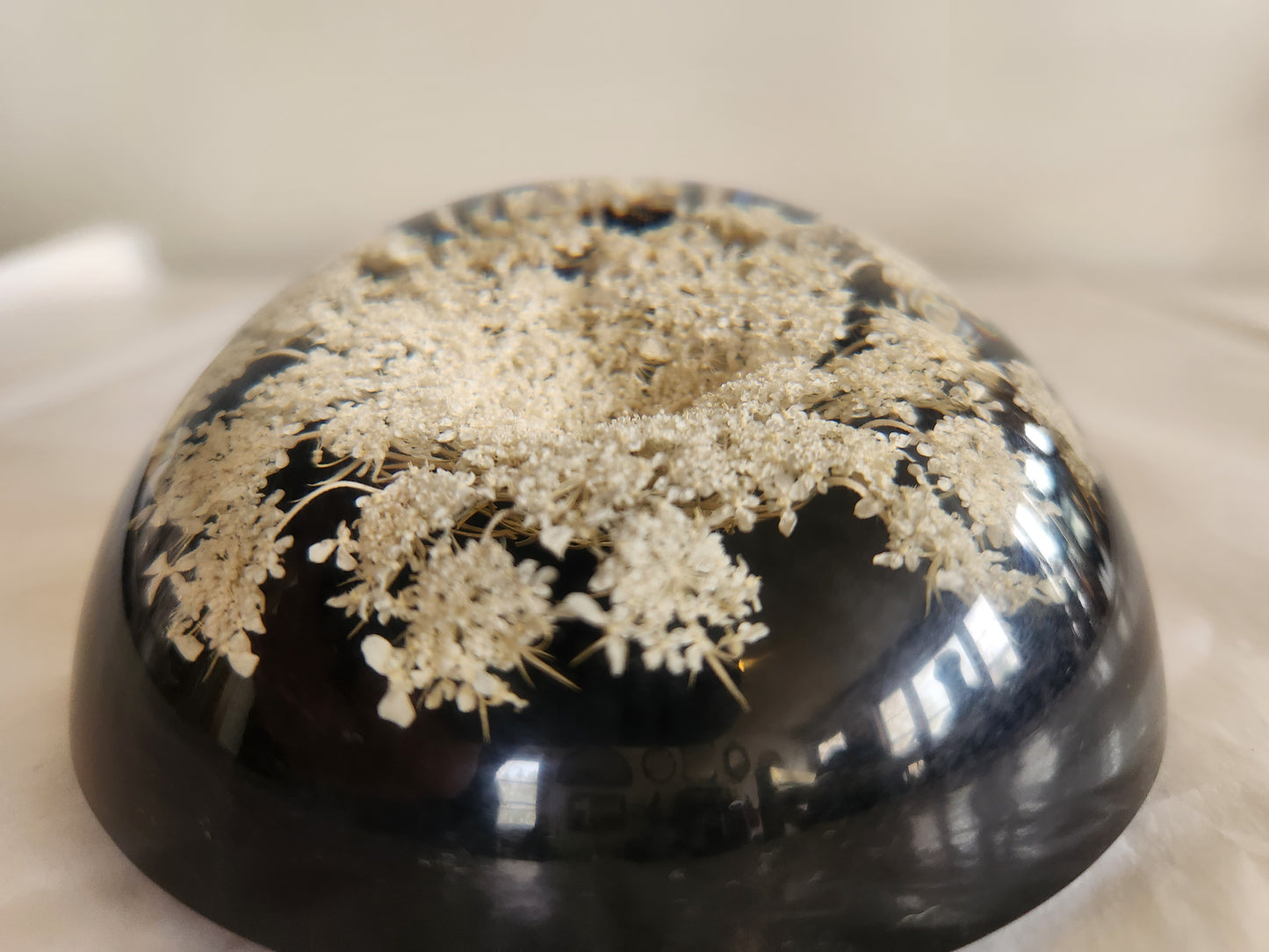 W. Rolfe Lucite Queen Ann's Lace Paperweight