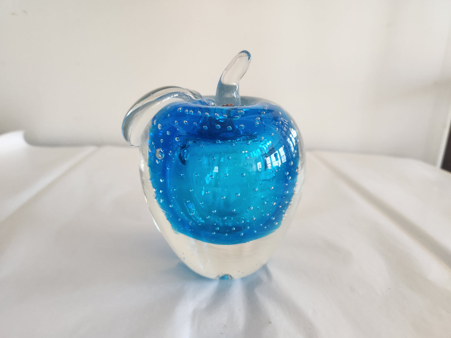 Blue Art Glass Apple