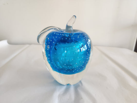 Blue Art Glass Apple