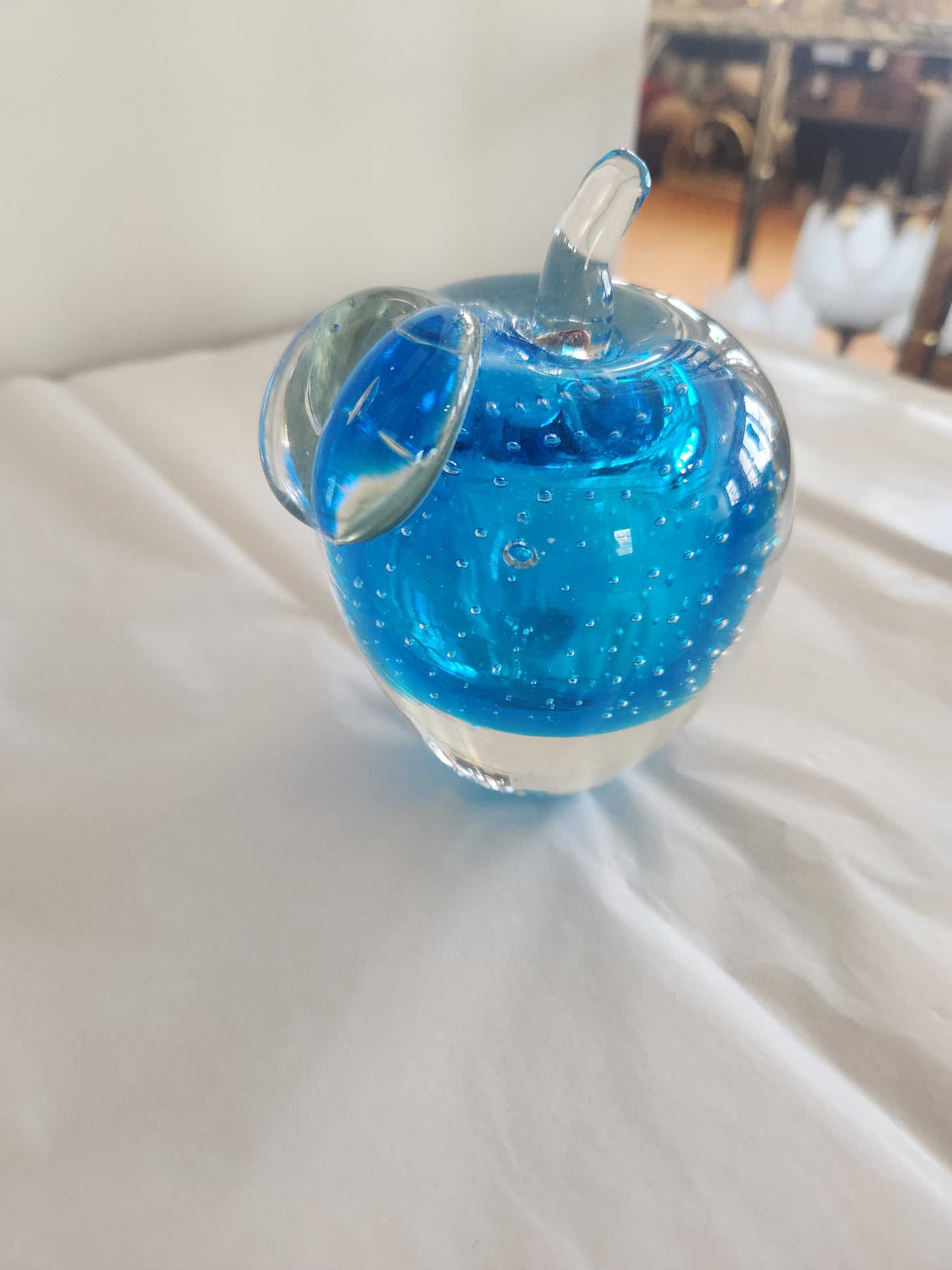 Blue Art Glass Apple