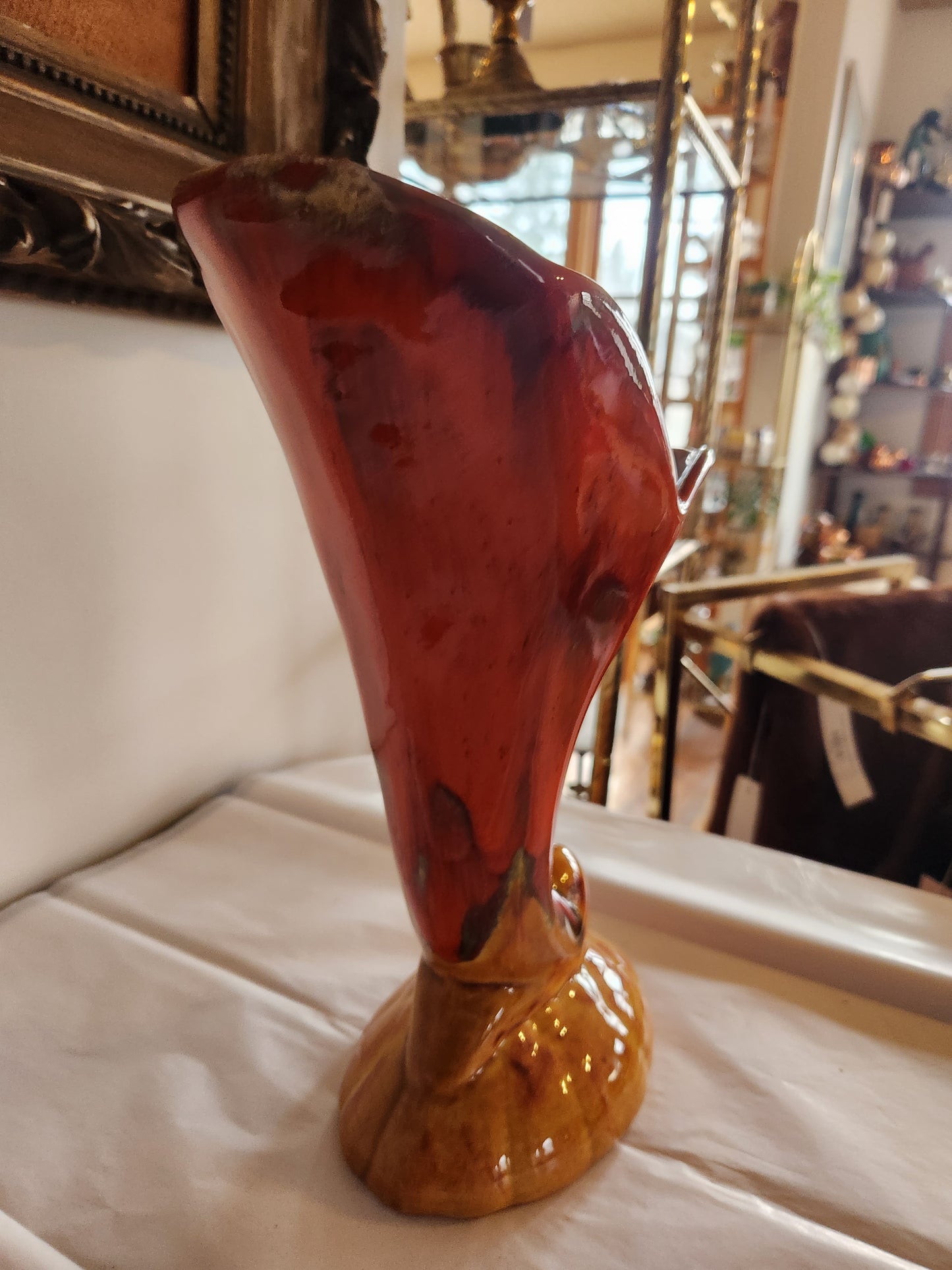 MCM Orange Pottery Tulip Vase