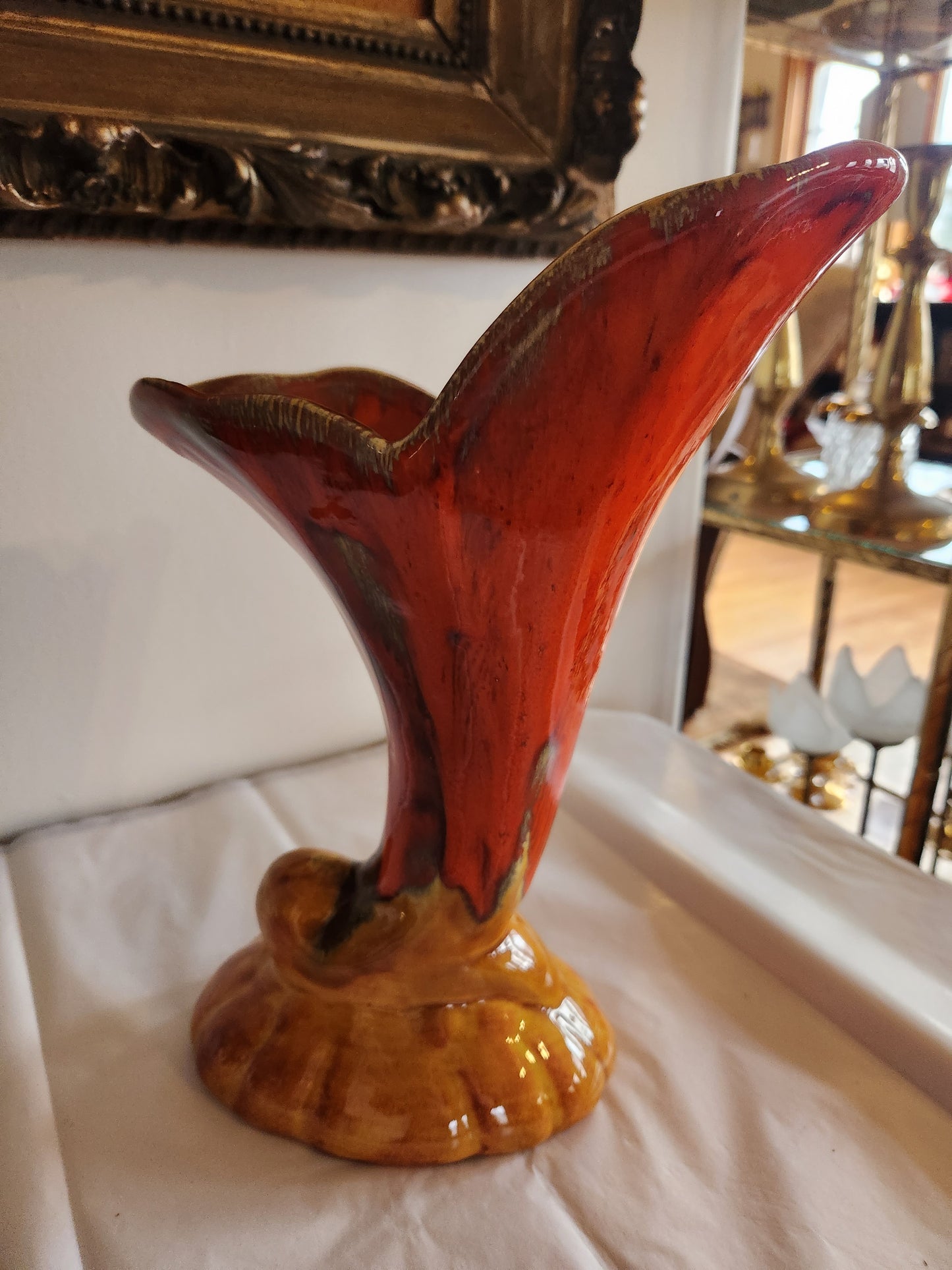 MCM Orange Pottery Tulip Vase