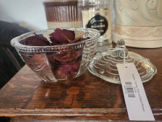 "Drapery" Candy Dish w Dried Roses