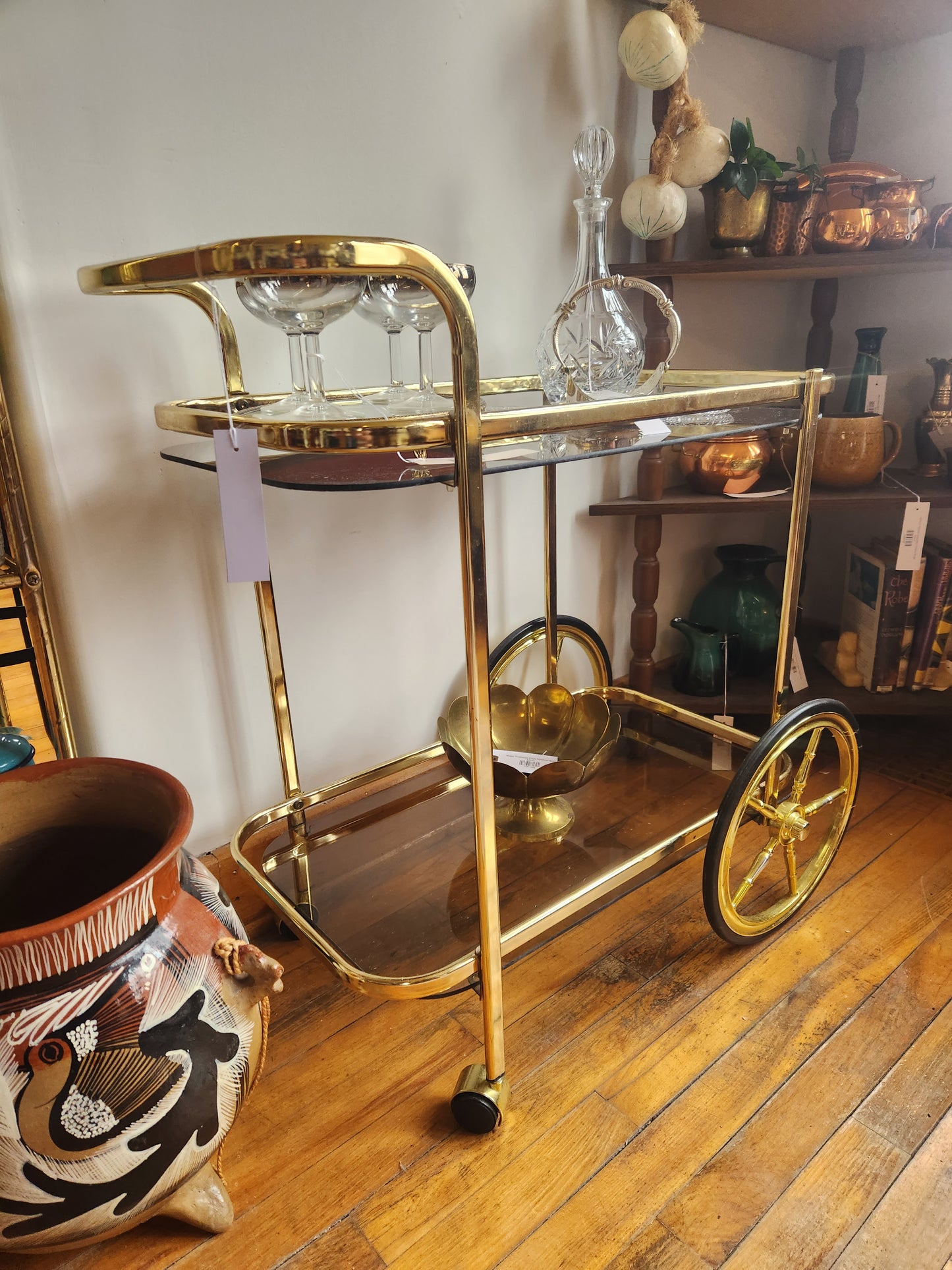 Brass and Glass Tea Cart