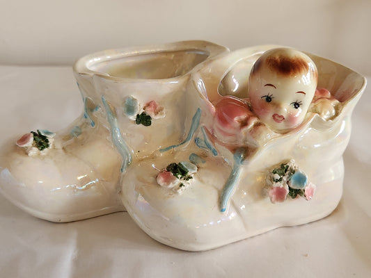 Vintage Baby Booties Vase/Planter
