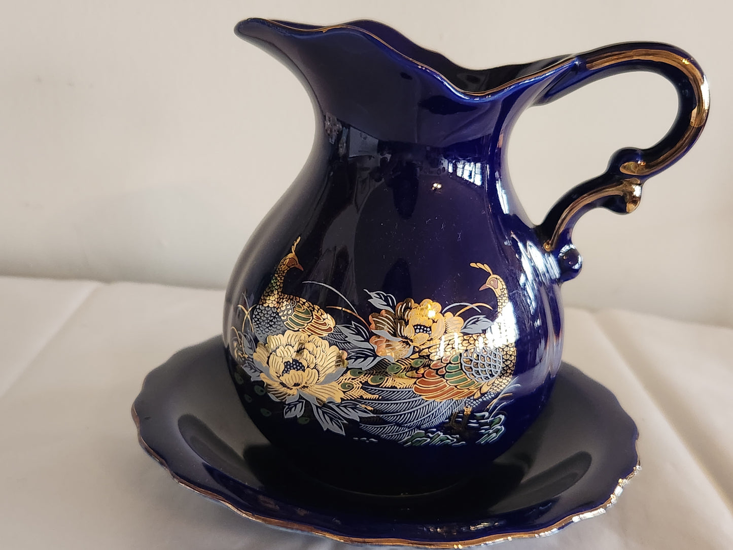 Blue Oriental Pitcher and Dish