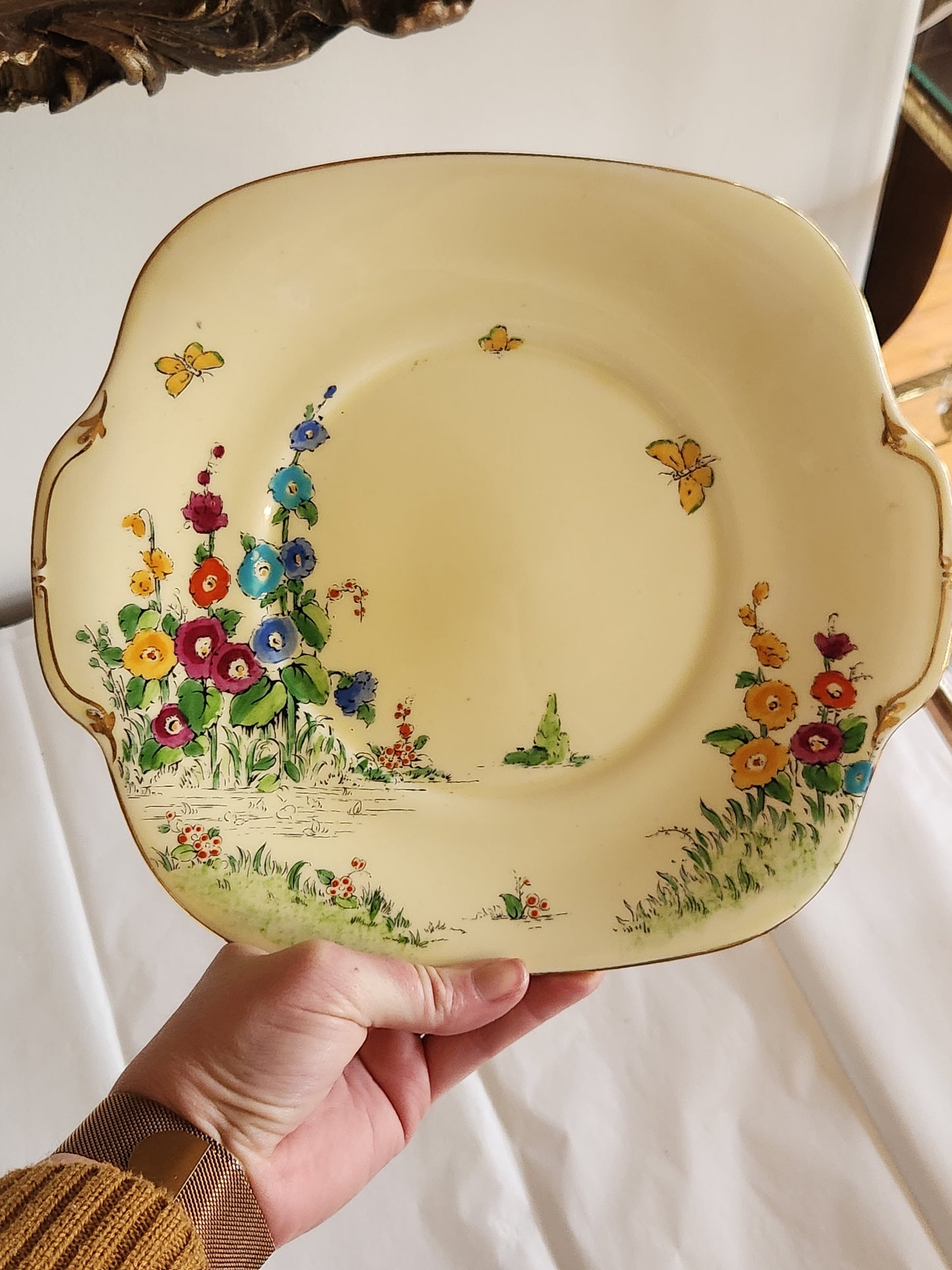 Staffordshire Crown Hollyhock Plate