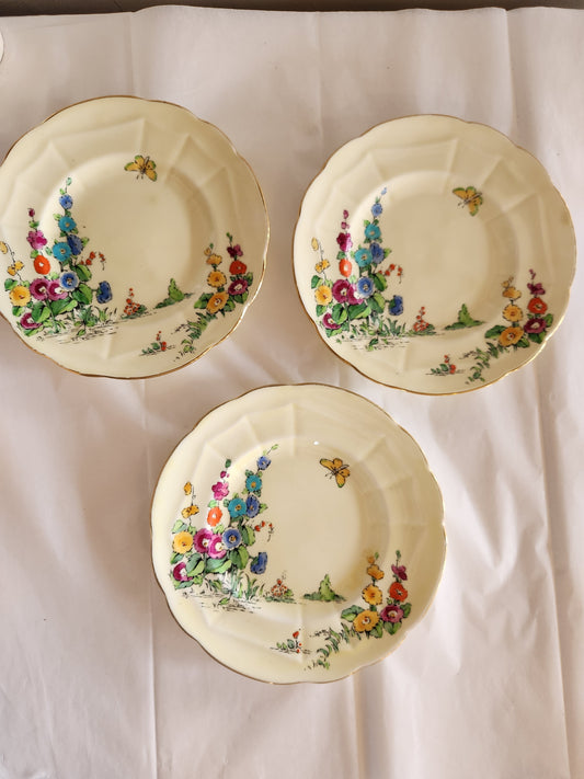 Staffordshire Hollyhock Plates (3)