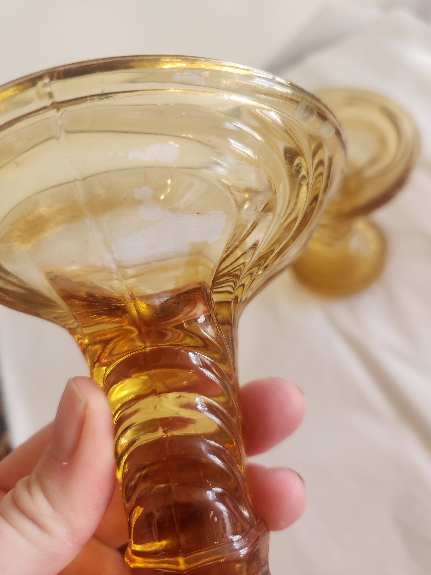 Amber Glass Candle Holders