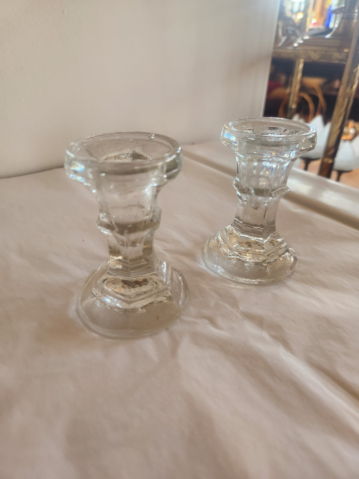 Set of 2 Glass Candle Holders