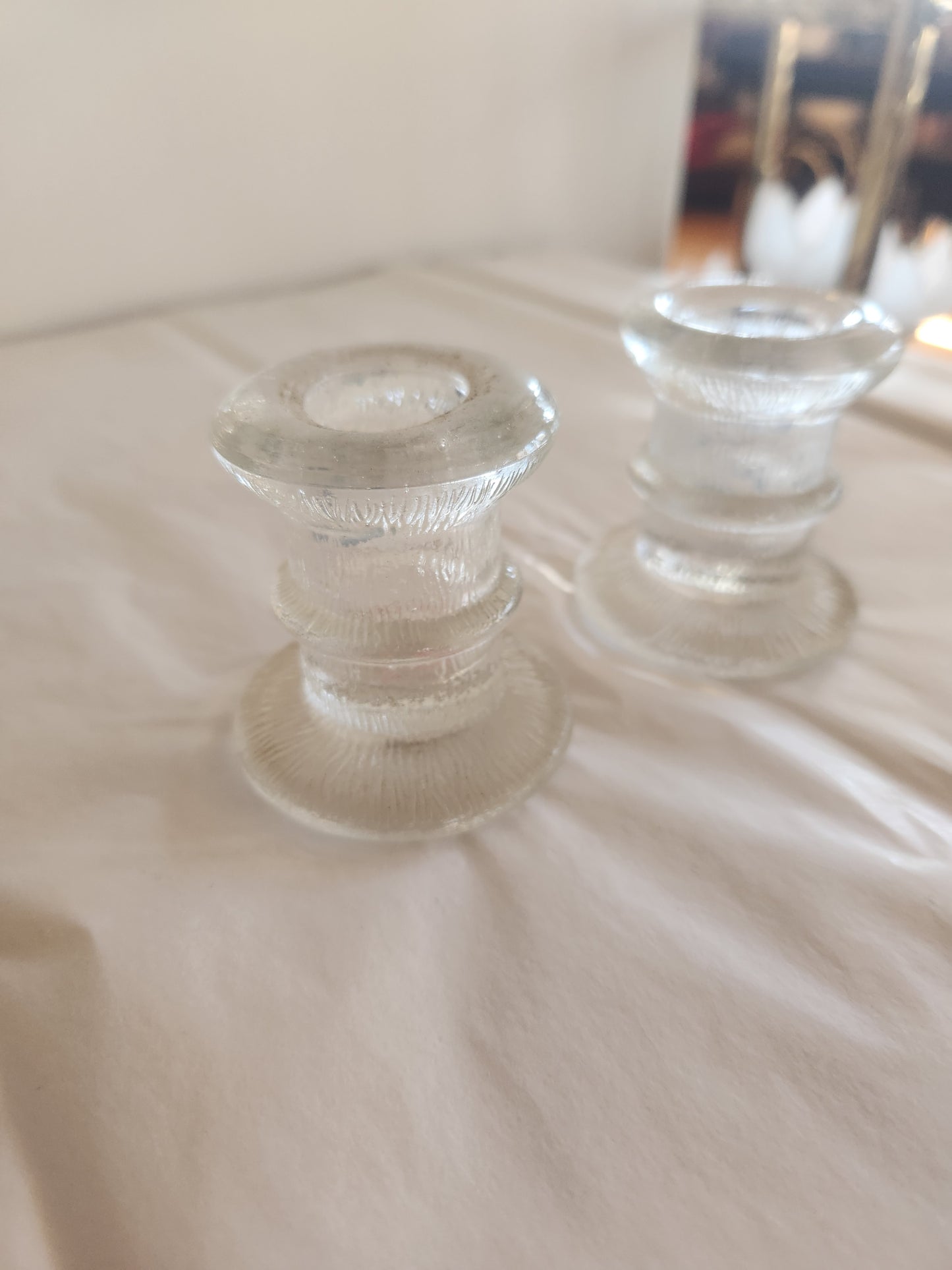 Textured Glass Candle Holders (2)