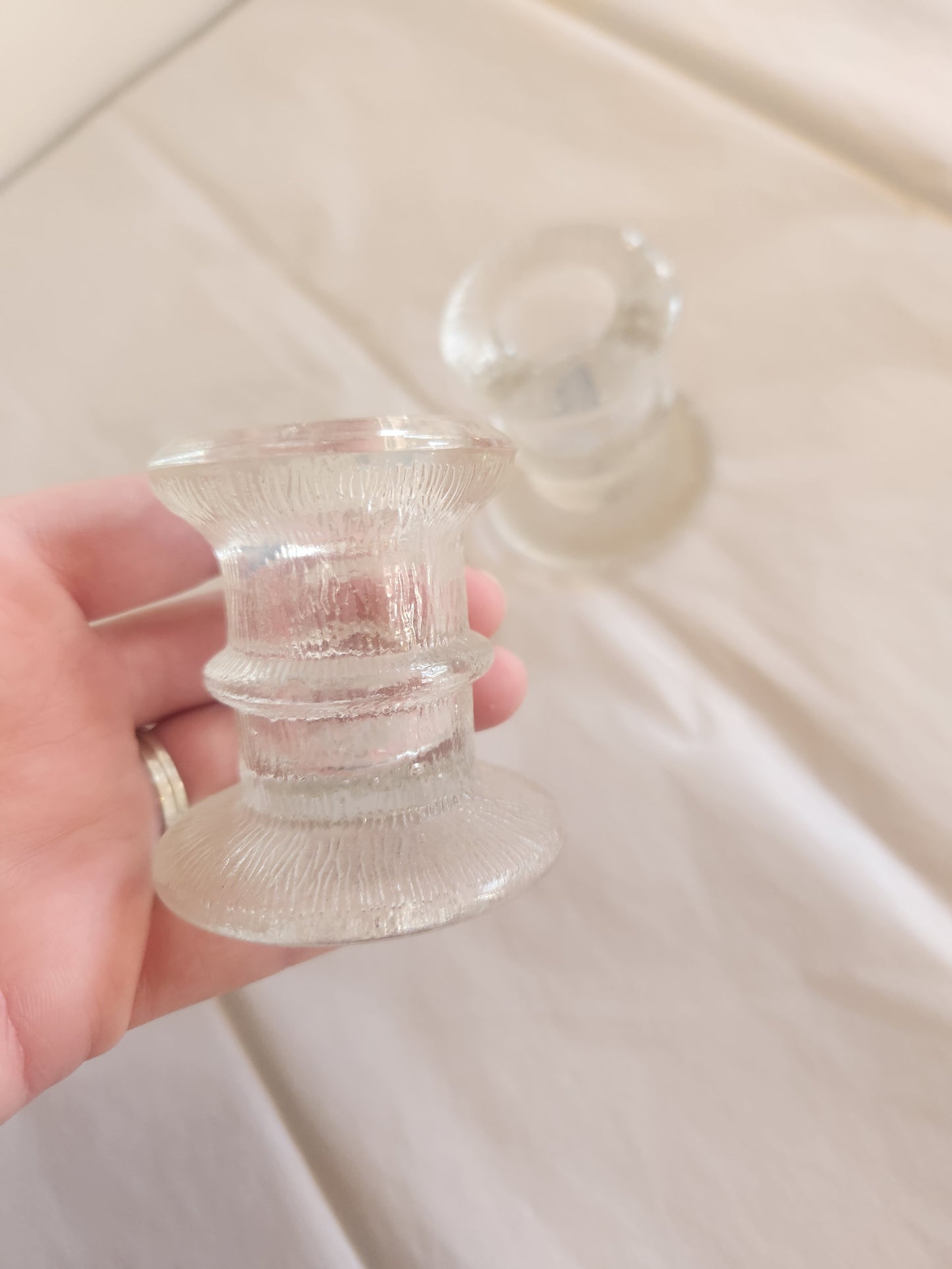 Textured Glass Candle Holders (2)
