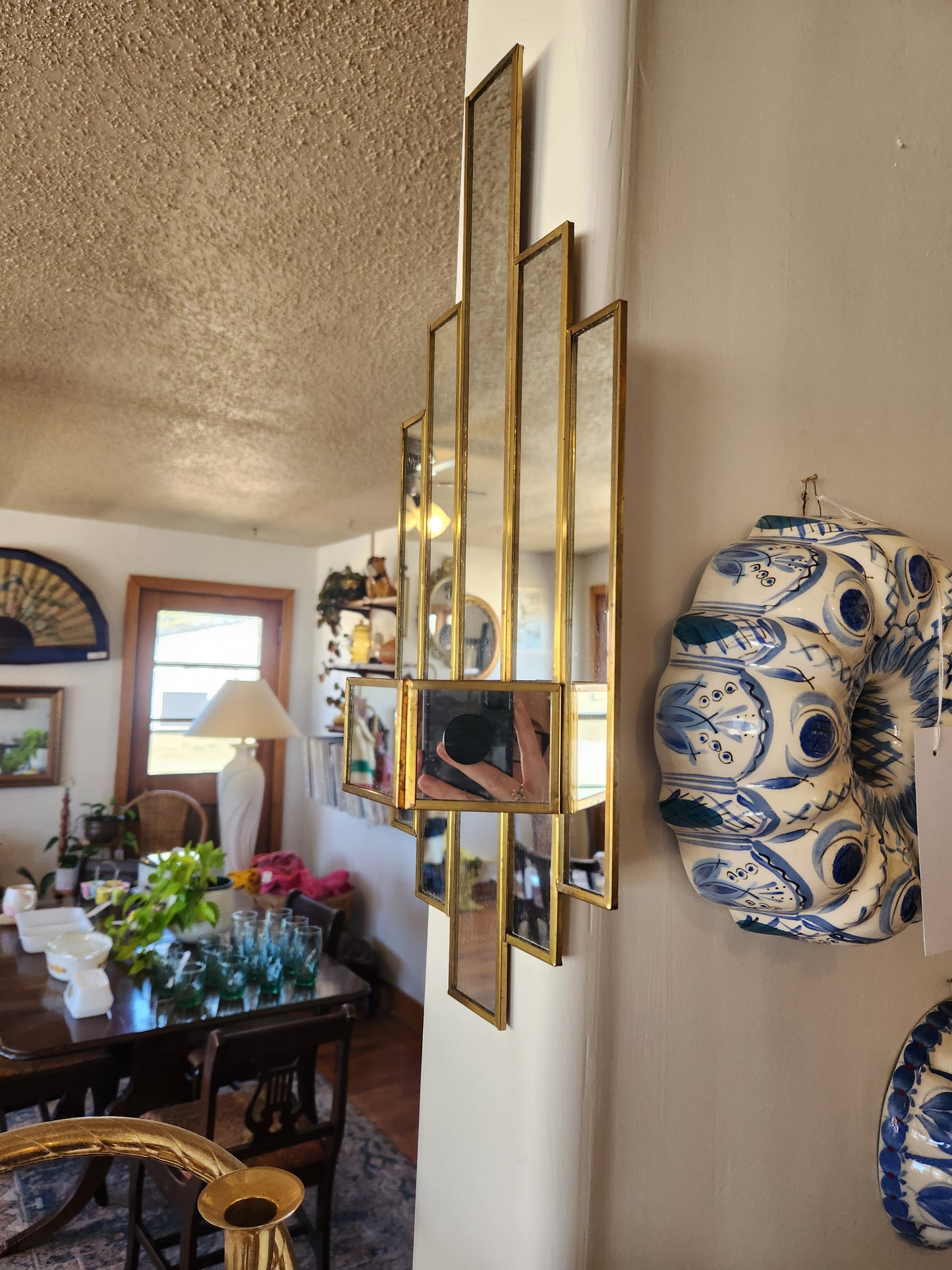 Mirror and Brass Handmade Wall Pocket