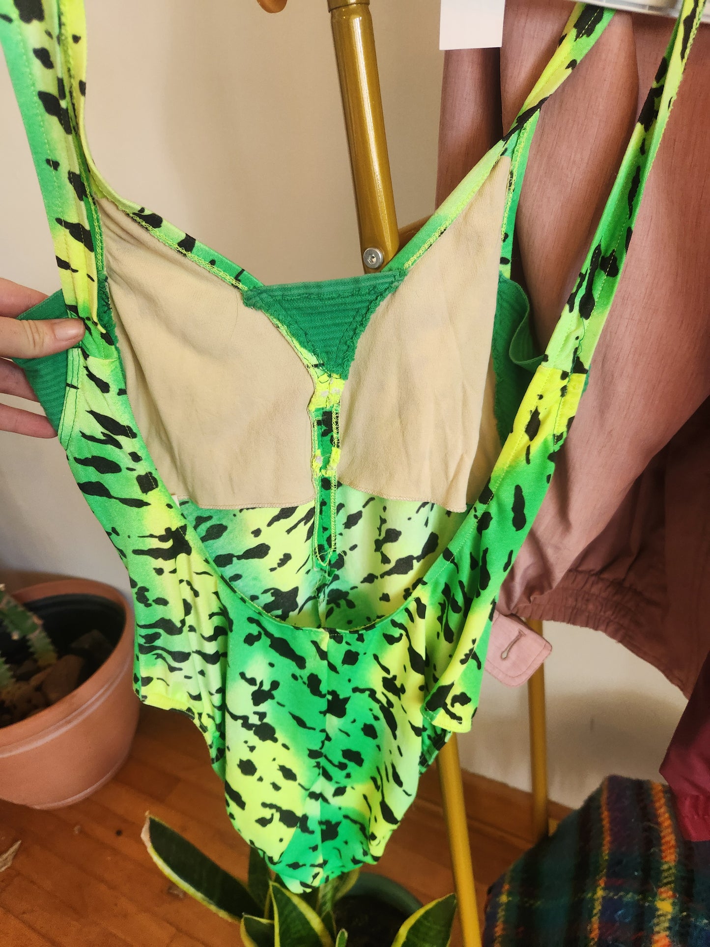 80s Neon Green High Cut Bathing Suit