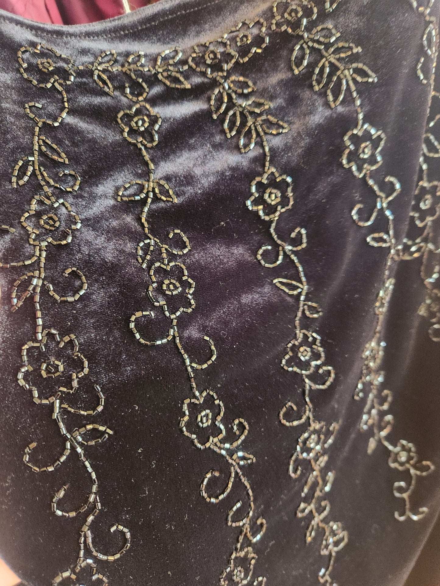 1990s Velvet Beaded Sheath Dress