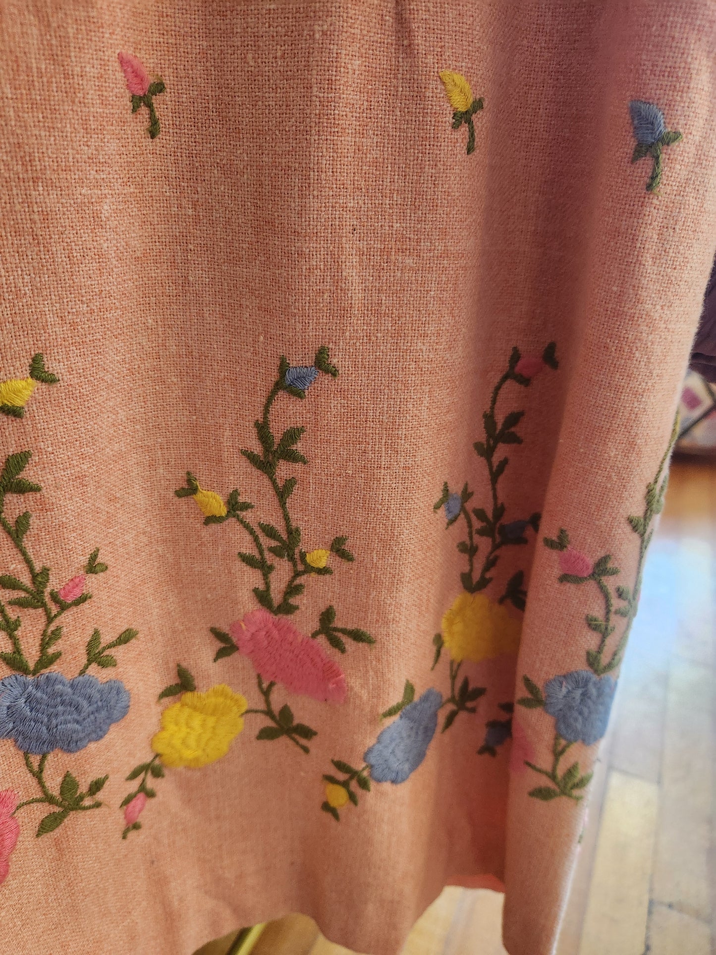 Peach Embroidered Vintage Dress