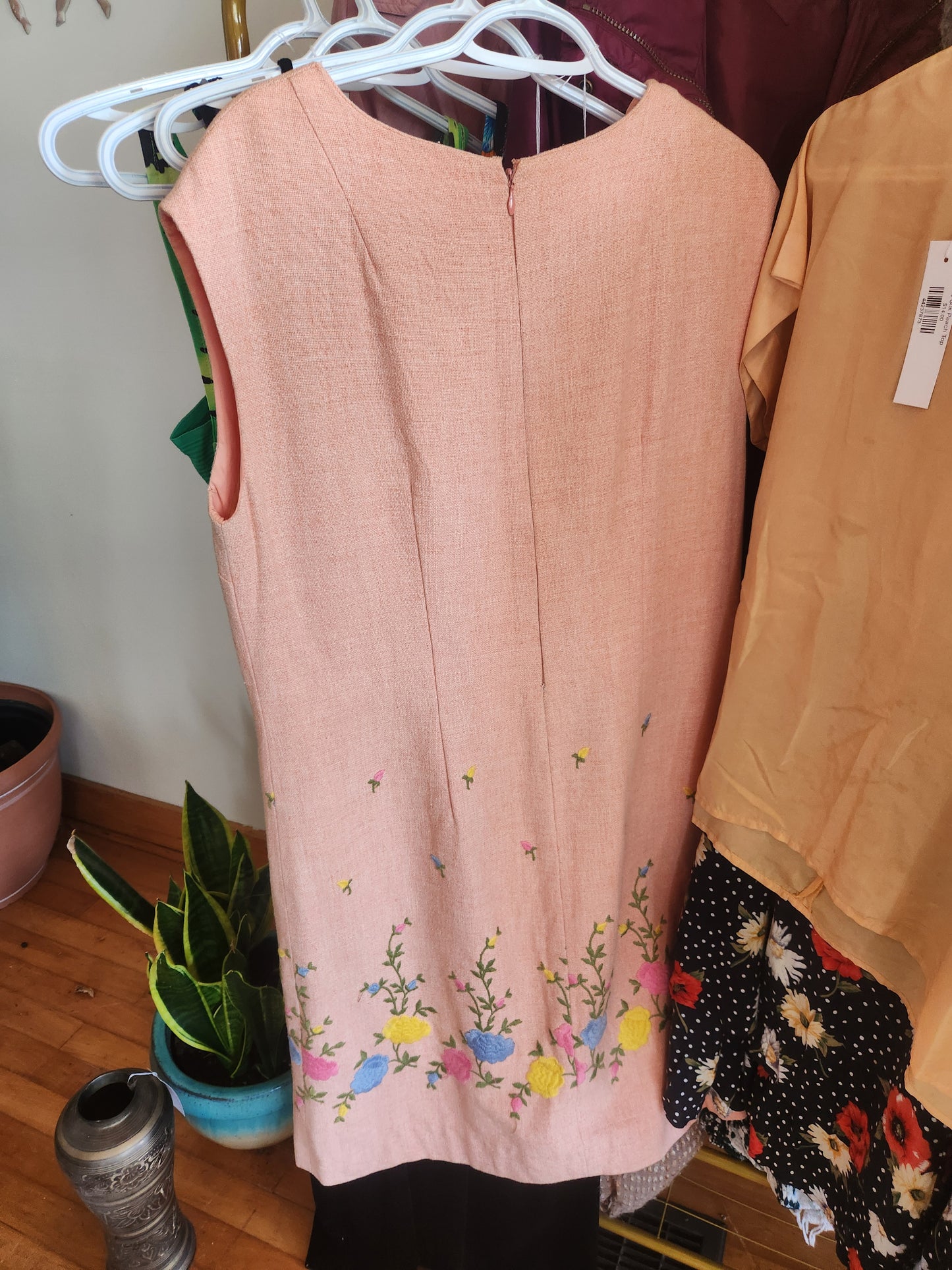 Peach Embroidered Vintage Dress