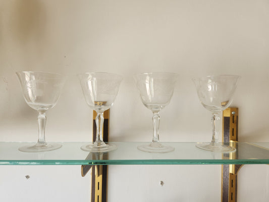 Etched Glass Sherry Glasses (4)