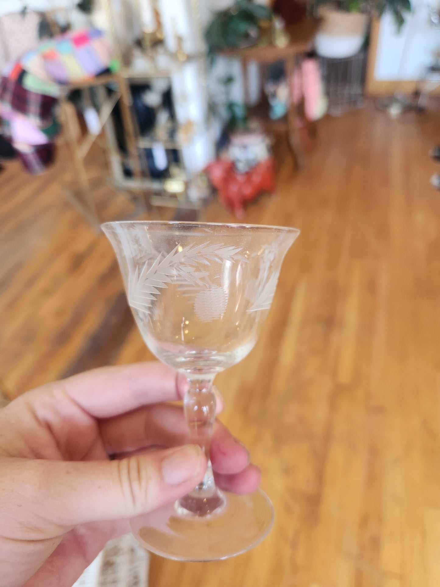 Etched Glass Sherry Glasses (4)