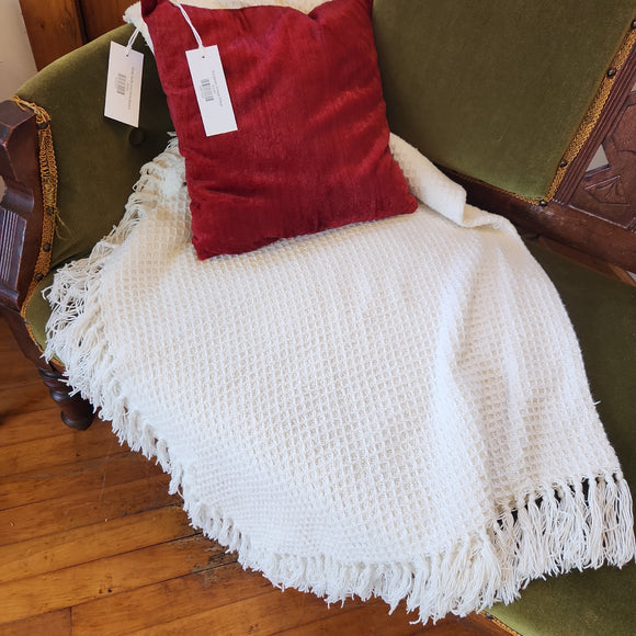 White Waffle Knit Throw Blanket